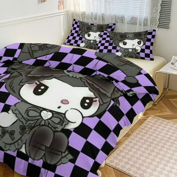 KUROMI Bedding Set Anime Three-piece for Boys Girls Teens Queen