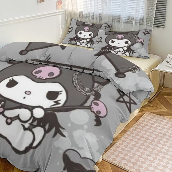 KUROMI Bedding Set Anime Three-piece for Boys Girls Teens Queen