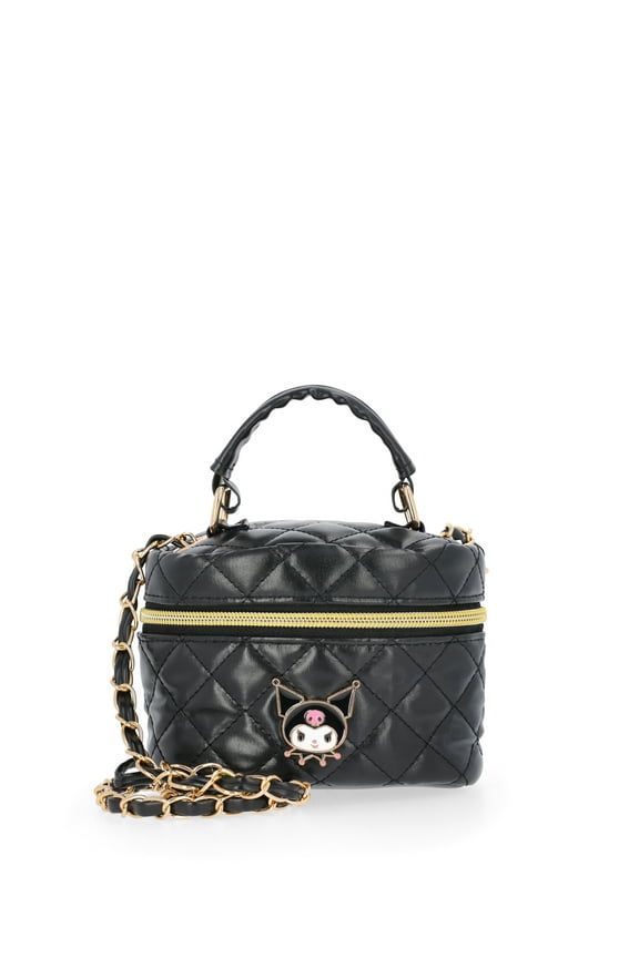 Kuromi Girls Quilted Faux Leather Mini Crossbody Bag