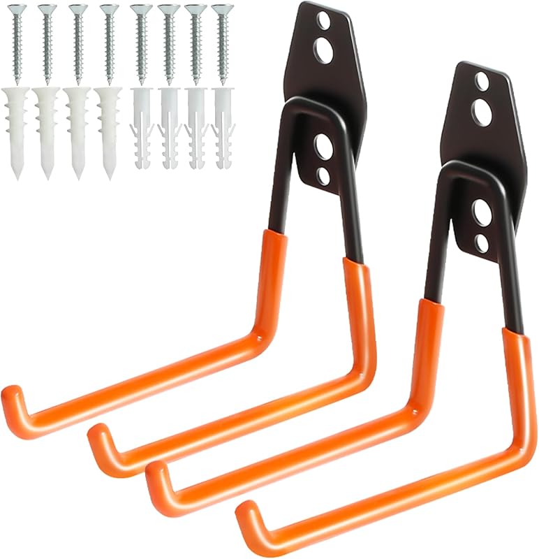 KURUI Heavy Duty Wall Hooks (2 Pack) - Garage Tool Organizer, Metal Storage Hooks For Ladders, Bikes, Garden Tools - View #10