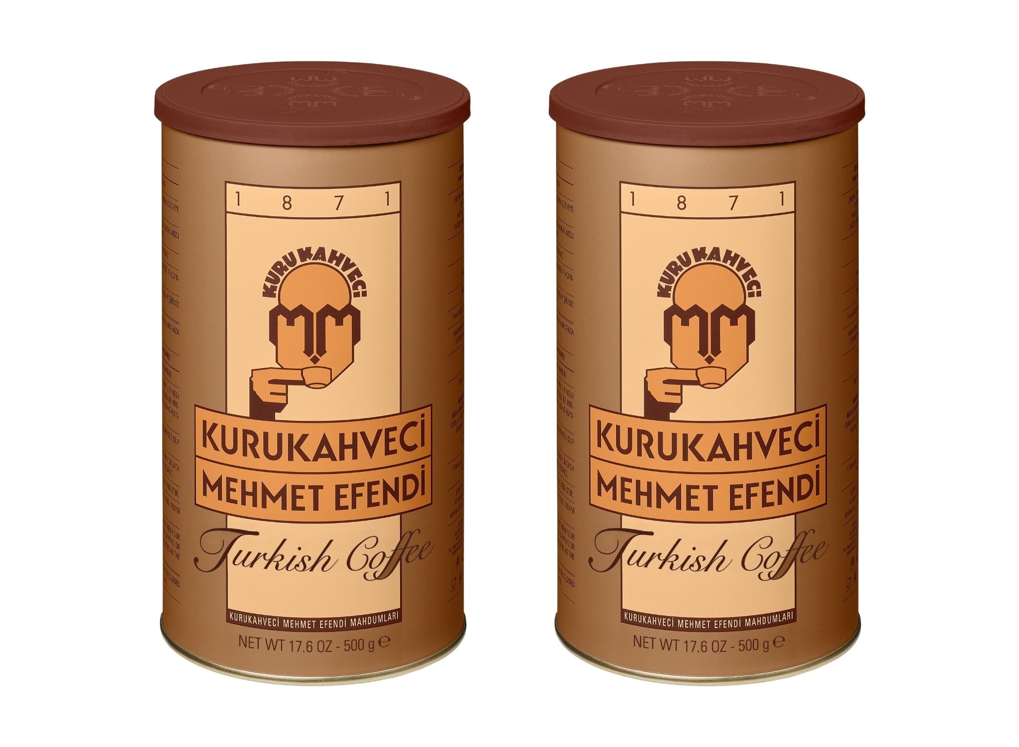 KURUKAHVECI MEHMET EFENDI Turkish Coffee, Arabica Beans, Roasted Ground,Rich Aroma, Fresh, Medium to Heavy-bodied, Original Taste Since 1871 (17.6 OZ / 500 Gr) Pack of 2