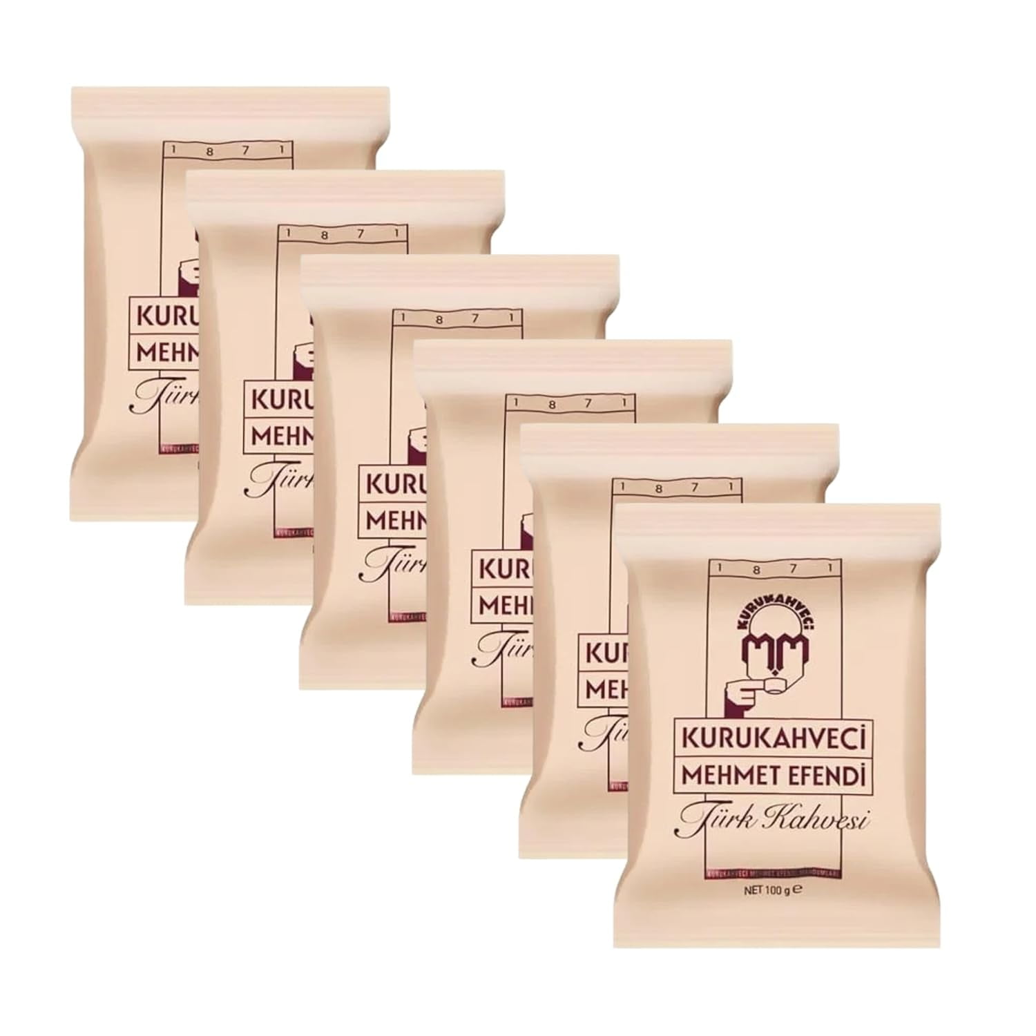 KURUKAHVECI MEHMET EFENDI Turkish Coffee, Arabica Beans, Roasted Ground,Rich Aroma, Fresh, Medium to Heavy-bodied, Original Taste Since 1871 (3.52 OZ / 100 Gr) Pack of 6
