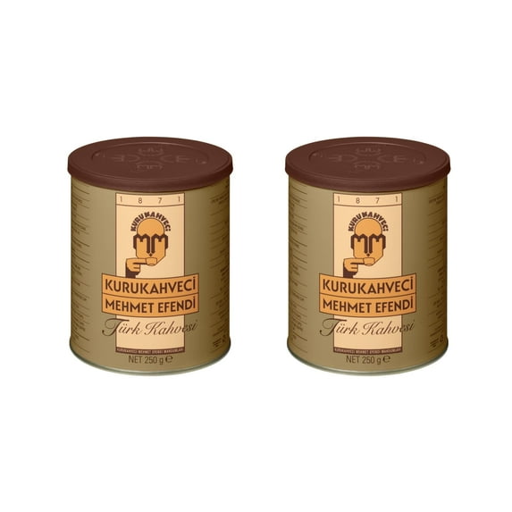 KURUKAHVECI MEHMET EFENDI Turkish Coffee, Arabica Beans, Roasted Ground,Rich Aroma, Fresh, Medium to Heavy-bodied, Original Taste Since 1871 (8.8 OZ / 250 Gr) Pack of 2