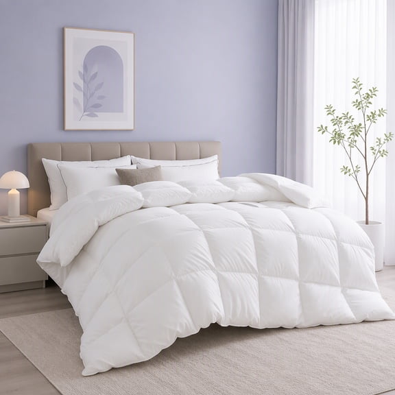 KUSNUG Quill-Free King Duvet Insert - Goose Feather Down Fiber Comforter with Organic Cotton Cover, Soft Fluffy All-Season Bed Comforter