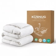 KUSNUG Quill-Free Oversized Queen Duvet Insert - Goose Feather Down Fiber Comforter with Organic Cotton Cover, Soft Fluffy All-Season Bed Comforter
