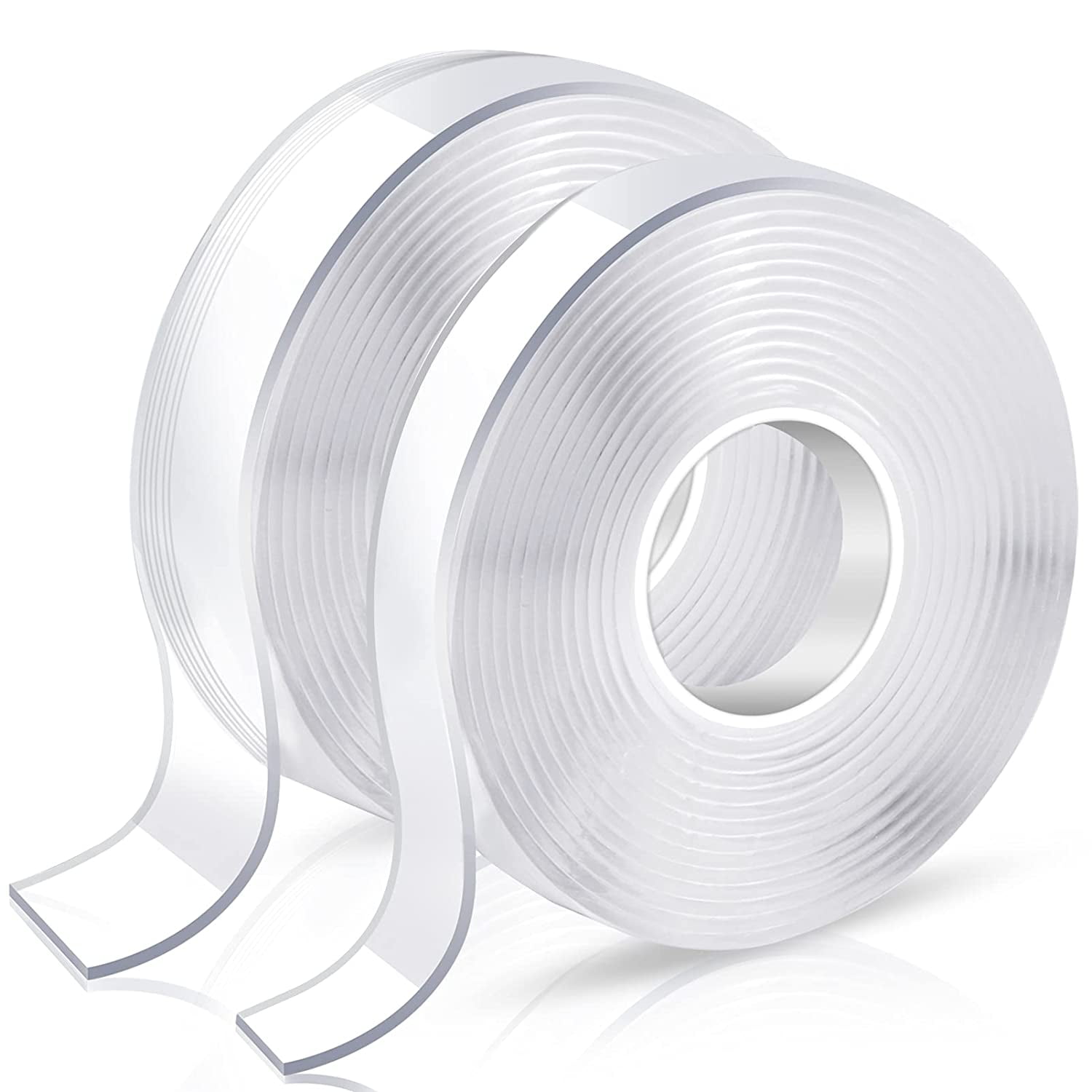 Double Sided Adhesive tape Heavy Duty Double Stick Mounting (2 Rolls Total 20FT) Clear Two Sided Wall tape Strips Removable Poster tape for Home Office Car Outdoor Use