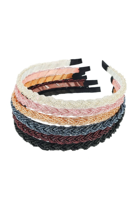 6 Pack Beaded Hair Hoop Headband, Multiple color,Sparkly Head Bands Hair Accessories for Women Girls