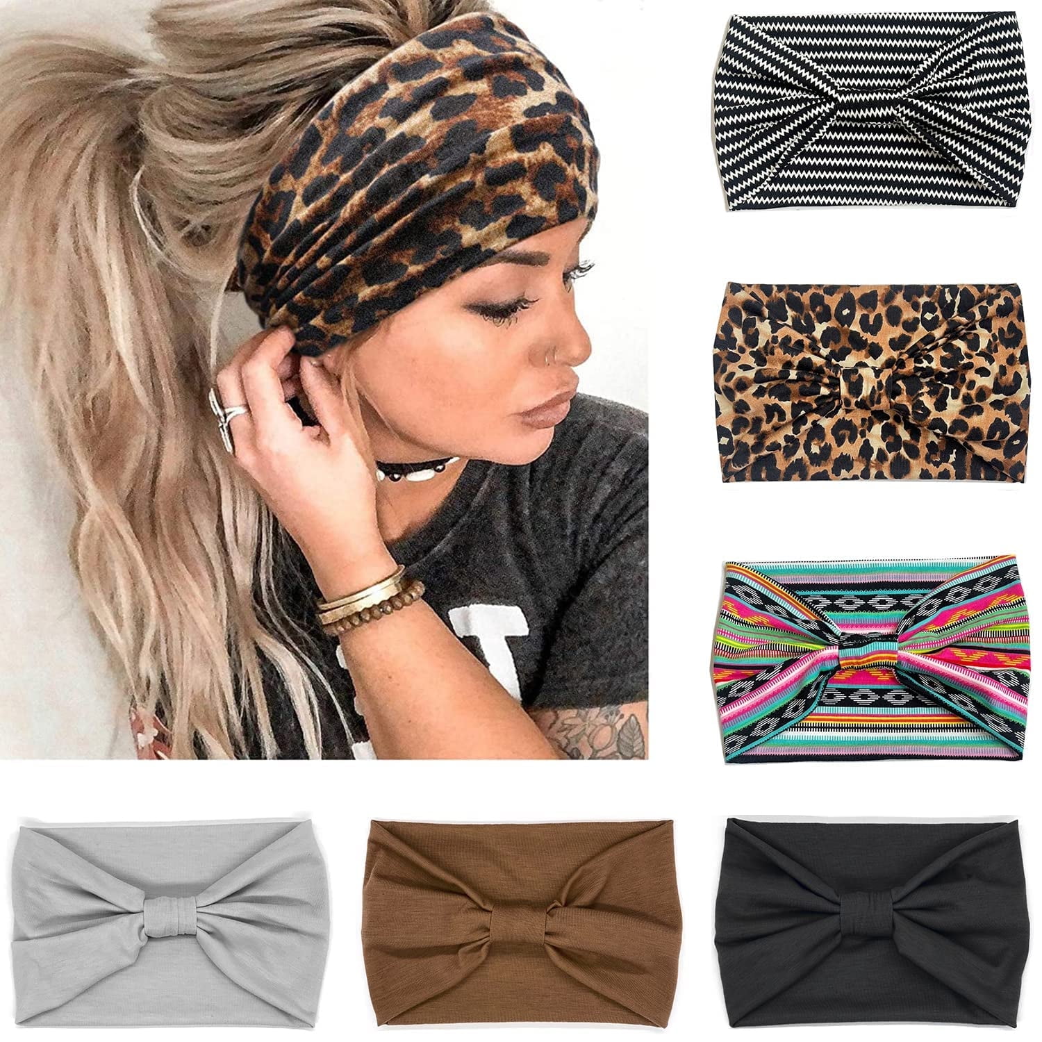 KUTGY 6 Pack Knotted Headbands, Elastic Criss Cross Hair  display picture 2