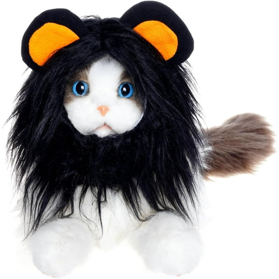 KUTGY Lion Mane Wig for Cats, Pet Cat Costumes for Halloween Christmas,Pet Costumes with Ears for Cats