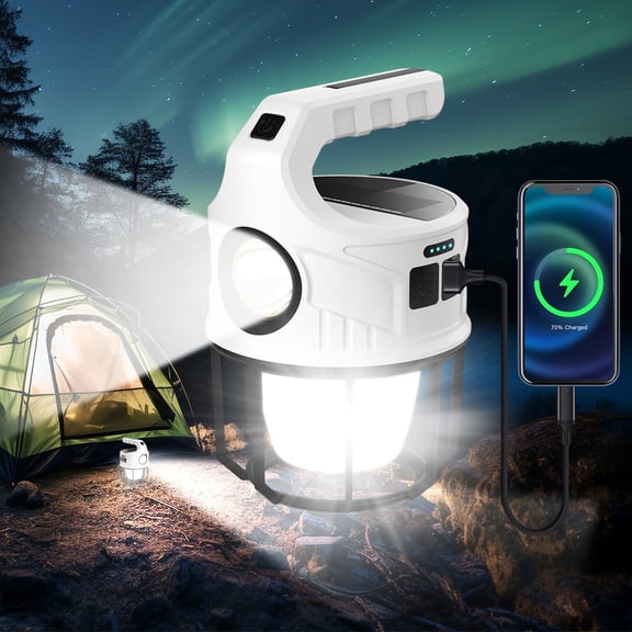 KUTGY Solar Camping Lantern Lamp Rechargeable Flashlight Emergency Light