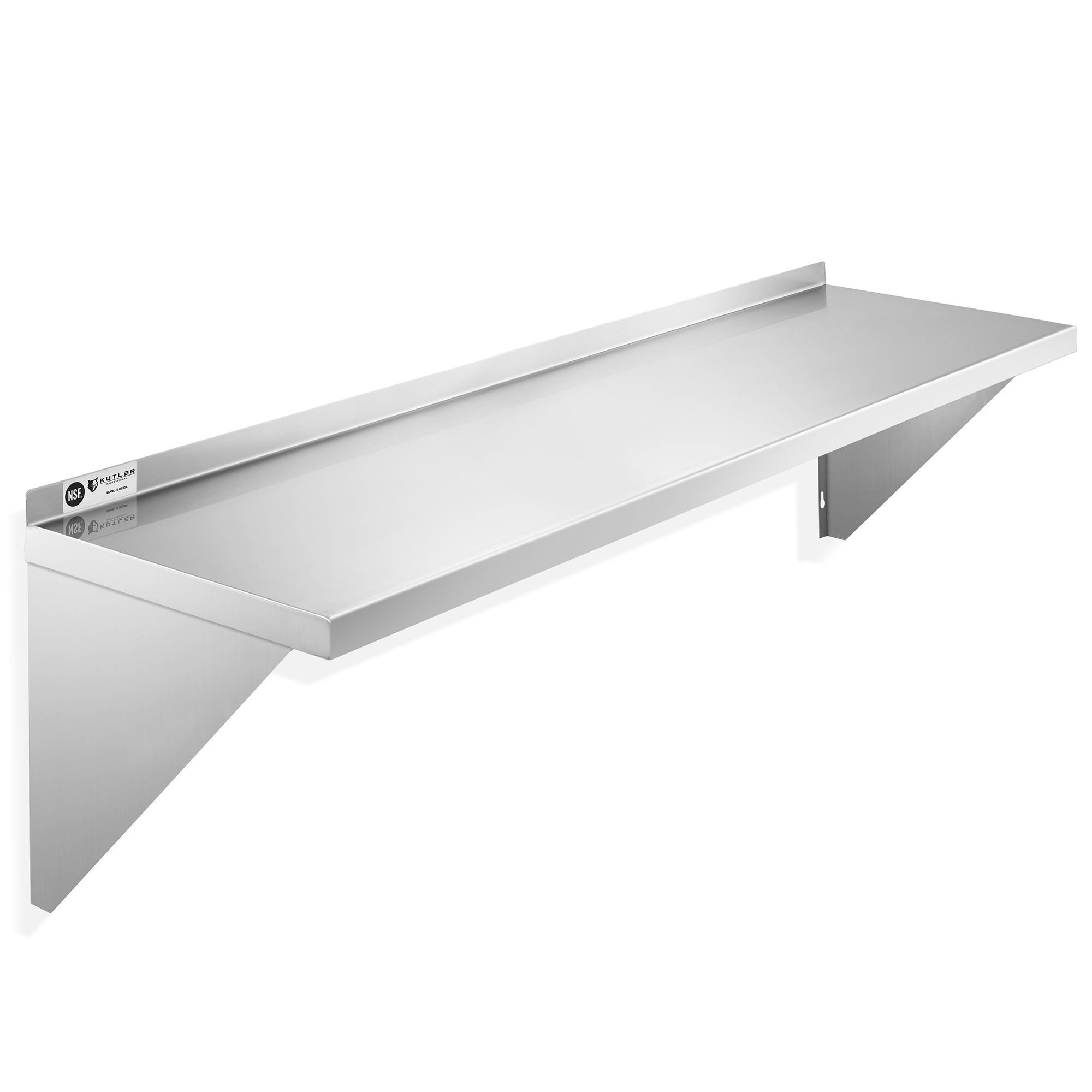 KUTLER 48" Stainless Steel Wall Mounted Shelf with Backsplash