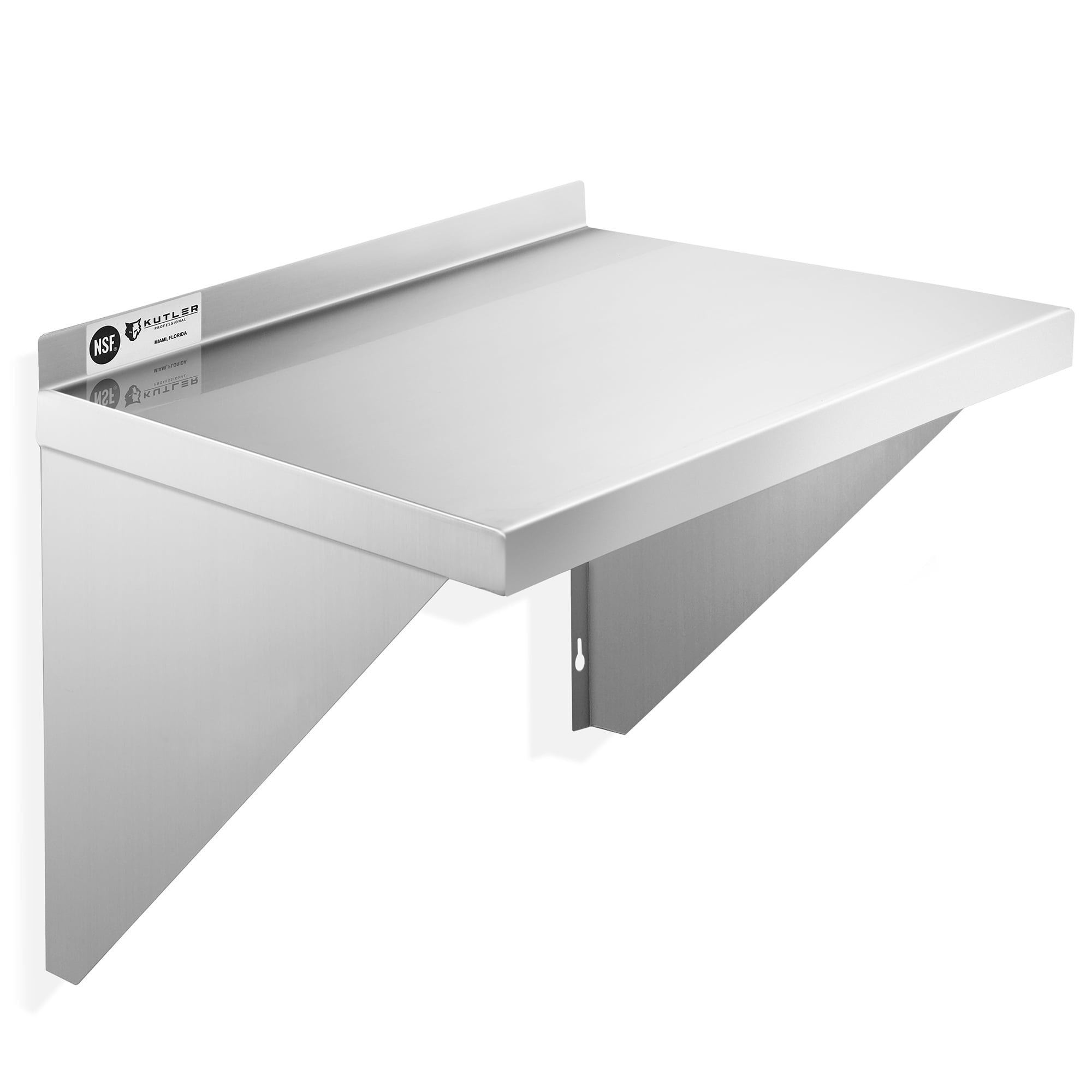 KUTLER 18" x 24" Stainless Steel Kitchen Wall Shelf with Backsplash