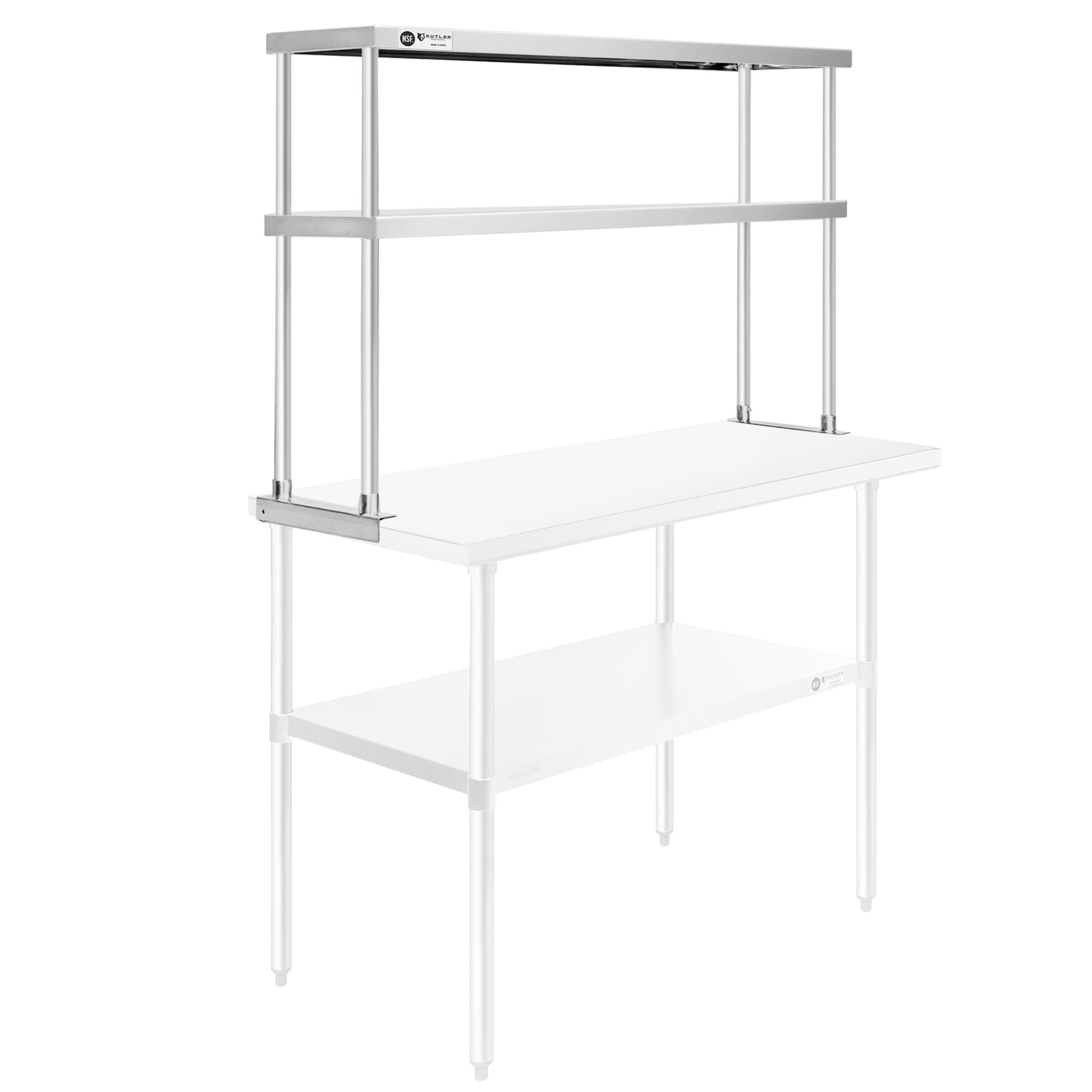 48" x 12" Stainless Steel 2-Tier Overshelf for Prep Tables