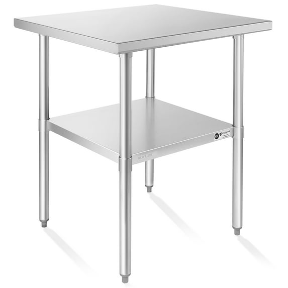 KUTLER Stainless Steel Table for Prep and Work 30 x 30 Inches, NSF Heavy Duty Commercial Kitchen Table for Restaurant