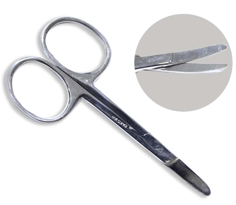 HAWK KUTZ (2 Pack) 3.5" (8.9 cm) Baby Safety Scissors - Rounded Curved Blades | Stainless Steel Design | Safely Trim Tiny Fingernails & Toenails