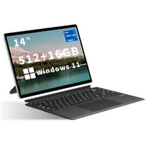 KUU 14 inch 2-in-1 Laptop, Windows 11 Tablet with Keyboard, 16GB 512GB Storage, Intel Processor N-series Quad core , with Dual Camera, BT5.2+WiFi 6