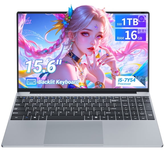 KUU i5-7Y54 15.6" FHD Thin Business Laptop, Intel Core i5-7Y54, 16GB, 1TB SSD, Silver