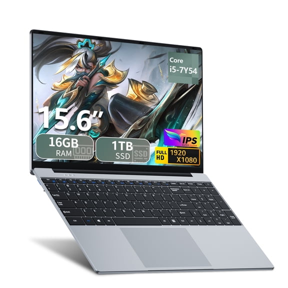KUU i5 Gaming laptop 15.6" FHD Thin Business Laptop, Intel Core i5-7Y54, 16GB ddr4, 1TB SSD, Backlit keyboard Windows 11 Silver
