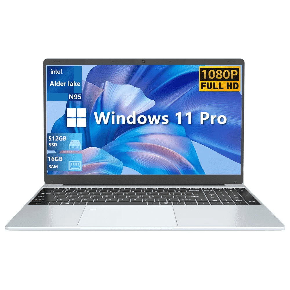 KUU 15.6'' Laptop Intel Alder Lake N95,up to 3.4GHz,16GB RAM 512GB SSD Windows 11 Pro