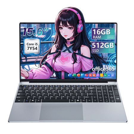 KUU 15.6 inch Laptop, Gaming Laptop i5 Processor, Laptop Computer with 16GB 512GB SSD, Silver Traditional Laptop Computers for Work & Study, 180° Angle Open, Dual-Band WiFi
