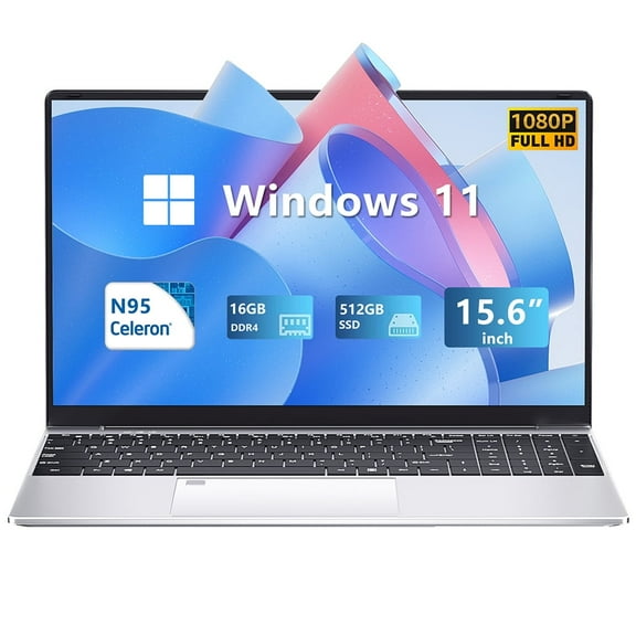 "KUU 15.6"" FHD Intel Alder Lake N95, 16GB DDR4, 512GB SSD, Backlit Keyboard, Windows 11 Pro Laptop"