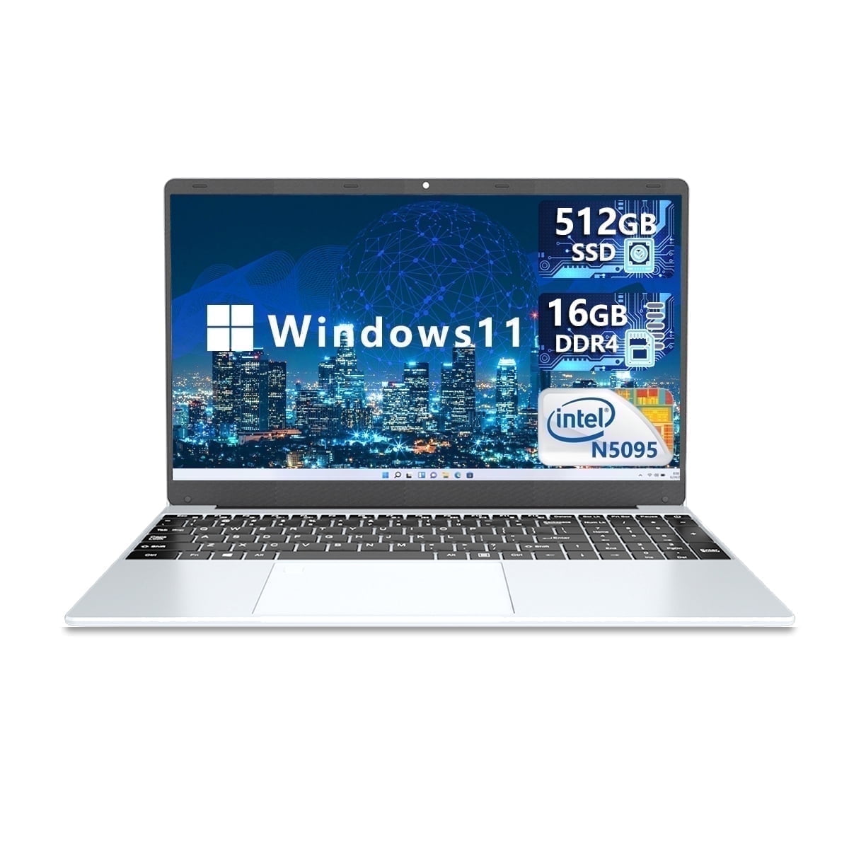 KUU 15.6" Laptop, Intel Celeron N5095, 16GB RAM, 512GB SSD, Windows 11, Backlit Keyboard