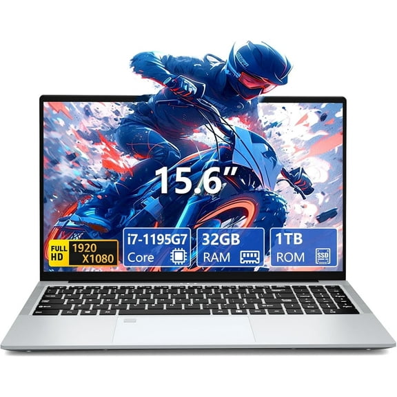 KUU Gaming Laptop, Core i7, 15.6" FHD 1920x1080, 32GB RAM, 1TB SSD, Fingerprint Unlock, Backlit Keyboard, HDMI, Wi-Fi, 180° Angle Open