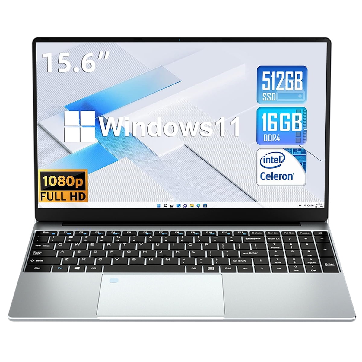 SGIN Computadora portátil Windows 11 de 17 pulgadas, 24 GB de RAM 512 GB  SSD con procesador Intel Celeron Quad Core (hasta 2.9 GHz), pantalla IPS