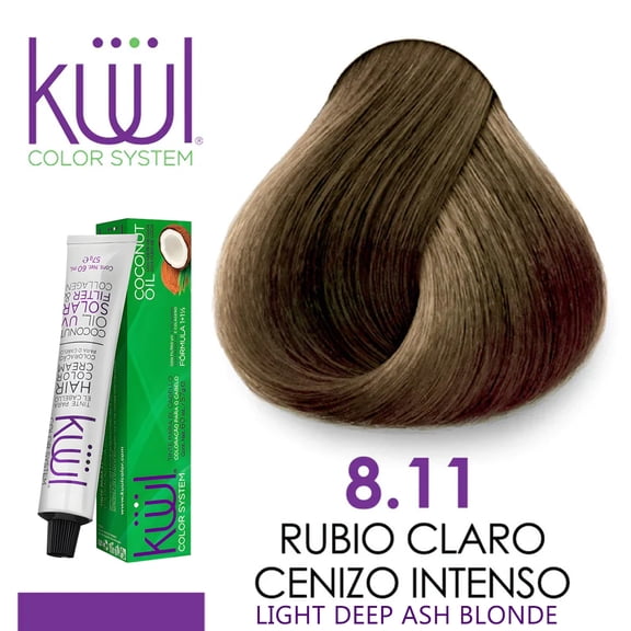 KUUL 8.11 RUBIO CLARO CENIZO INTENSO Color System LIGHT ASH BLONDE Tintes ( CENIZOS INTENSOS ) 3.04 oz