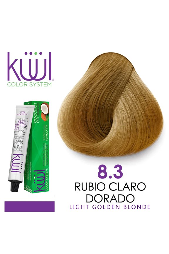 KUUL 8.3 RUBIO CLARO DORADO Color System LIGHT GOLDEN BLONDE Tintes ( DORADOS ) 3.04 oz