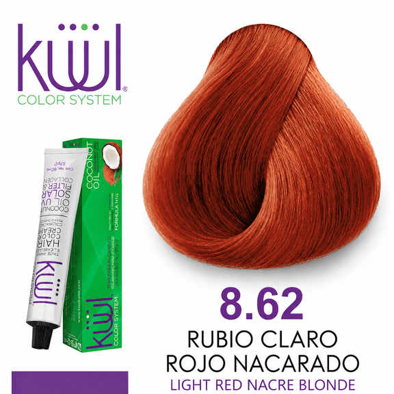 KUUL 8.62 RUBIO CLARO ROJO NACARADO Color System LIGHT RED NACRE BLONDE Tintes ( ROJOS )  3.04 oz