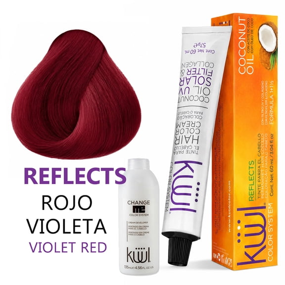 KUUL REFLECTS ROJO VIOLETA / VIOLET RED - [1] Tinte | Hair Dye + [1] Peroxido ( 10 Vol. 3%  )  | Cream Developer Bundle