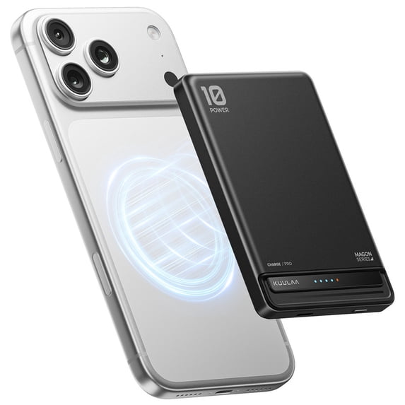 Kuulaa 10000mAh Ultra Thin Magnetic Power Bank,20W PD Fast & 15W Wireless Charging Compatible for iPhone 17/16/15/14, Samsung S24/S23 & Android