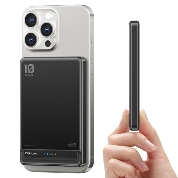 Kuulaa 10000mAh Ultra Thin Magnetic Power Bank,20W PD Fast & 15W Wireless Charging Compatible for iPhone 17/16/15/14, Samsung S24/S23 & Android