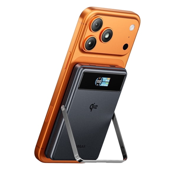 Kuulaa 10000mAh Magnetic Power Bank with Stand & LED Display | Qi2 Certified 15W Wireless Fast Charging | Compatible for iPhone 17/16/15 & Samsung S25