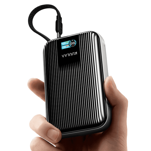 Kuulaa 20000mAh 45W Fast Charging Power Bank with Built-in Cable, Smart Display & Multiple Safety Protection Compatible for iPhone 17/16, Galaxy, MacBook,and More
