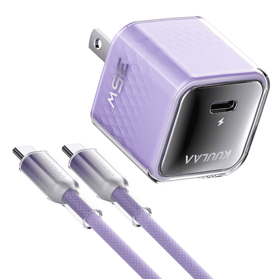 KUULAA 35W GaN USB-C Fast Charger Block PPS Compact Power Adapter Compatible for iPhone 17/16/15/14/13, Galaxy S25/S24/S23(Purple)