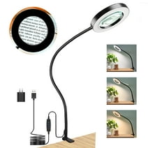 KUVRS 10X Magnifying Glass Lamp with Bright LED Light, Adjustable Flexible Gooseneck for Precise Close Work Reading, Crafting, Sewing, Soldering, Jewelry Making.