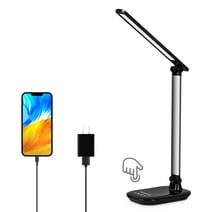 KUVRS LED Desk Reading Lamp with USB Charging Port,Desk Lamps for Home Office,Stepless Dimming Desk Light with 5 Color Modes,Eye Caring Office Lamp ,Touch Control Study Lamp