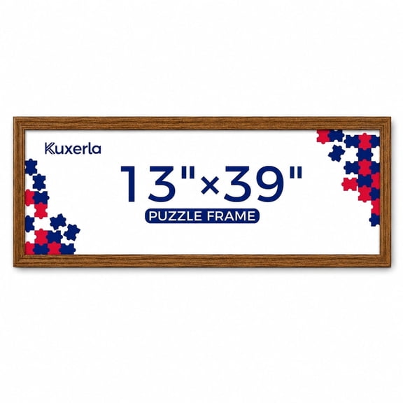 Kuxerla 13x39 Puzzle Frame, Walnut Wall Mount Metal Picture Frame for Posters & Pictures,13x39 Frame for Home Decor & Gallery Display