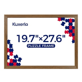 Kuxerla 19.7x27.6 Puzzle Frame, Walnut 50x70cm Picture Frame for Puzzle,Poster or Artwork,Horizontal & Vertical for Wall Hanging