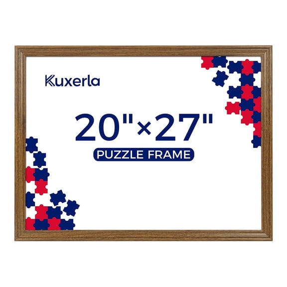 Kuxerla 20x27 Puzzle Frame, Walnut 20 by 27 Picture Frame for Puzzle,Poster or Artwork,Horizontal & Vertical for Wall Hanging