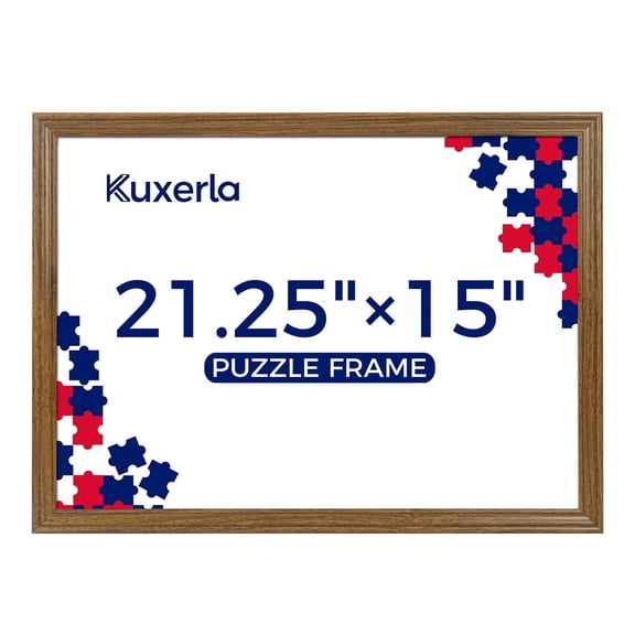 Kuxerla 21.25x15 Puzzle Frame, Walnut 38x54cm Picture Frame for Puzzle,Poster or Artwork,Horizontal & Vertical for Wall Hanging