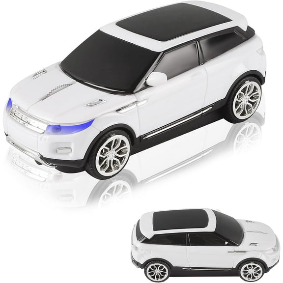 KUYHRF Car Mouse Wireless Mouse,2.4GHz Cool Sport SUV Car Shape Mouse Optical Mouse1600 DPI with USB Receiver Computer Mouse for PC/Computer/Laptop-White