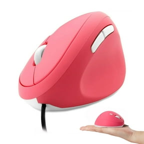 KUYHRF USB Wired Vertical Mouse M Size for Small Hands, Ergonomic Optical Low Noise 6 Buttons, Reduce Wrist Strain, Compatible with MacBook/PC/Laptop/Desktop/Windows/Mac OS-Pink
