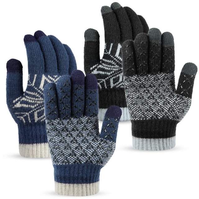 KUYOU Winter Gloves Men Women 2 Pair Warm Gloves Upgraded Touchscreen