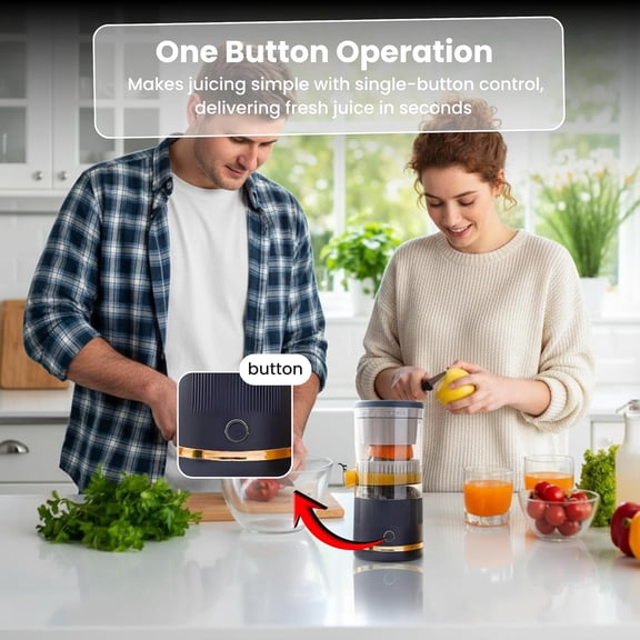 KUYRA Rechargeable Electric Citrus Juicer Portable USB Juicer Machine with Cleaning Brush, Orange Lemon Grapefruit Squeezer, Easy to Clean, Compact Cordless Juice Maker for Home, Camping & Travel