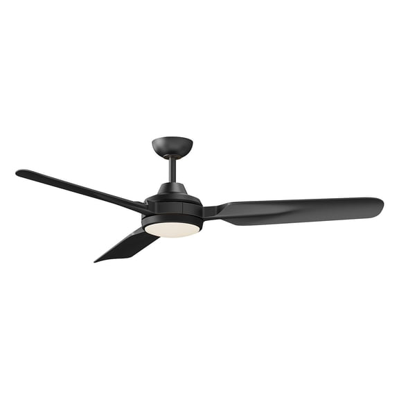 KUZCO Fremont 60" 3-Blade 6-Speed Ceiling Fan with Dimmable LED Light and Remote Included Matte Black