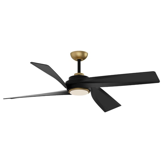 KUZCO Horizon 56" 3-Blade 6-Speed Ceiling Fan with Dimmable LED Light and Remote Included Brushed Gold