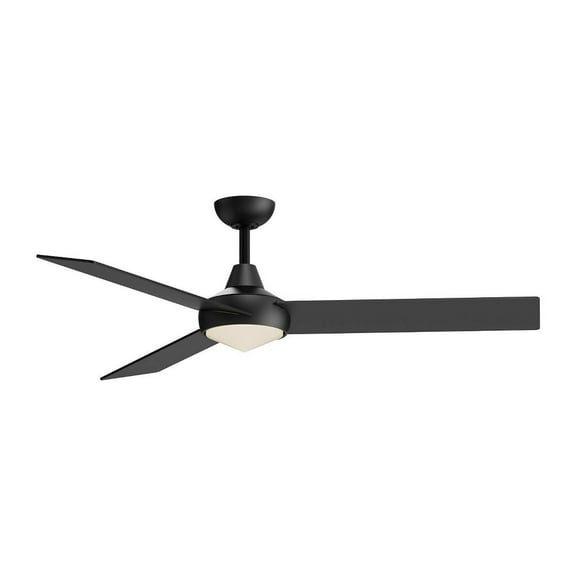 KUZCO Owens 56" 3-Blade 6-Speed Ceiling Fan with Dimmable LED Light and Remote Included, Matte Black